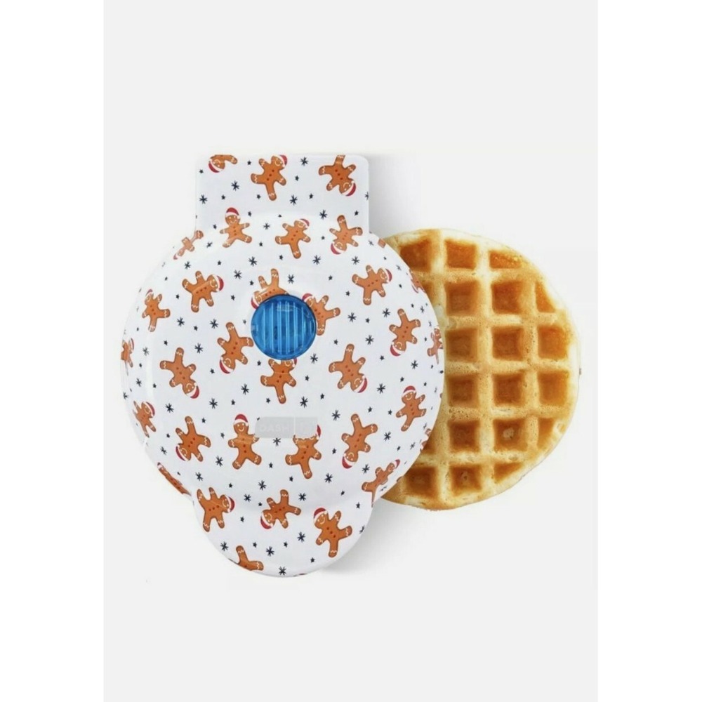 Dash Mini Waffle Maker Gift Set with Cookbook Gingerbread & Christmas  NEW